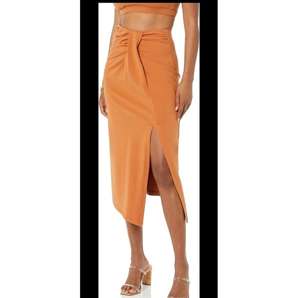 Terea Dresses & Skirts - TEREA Women's Laila Faux Wrap Midi Skirt IN ADOBE Size XL NWT